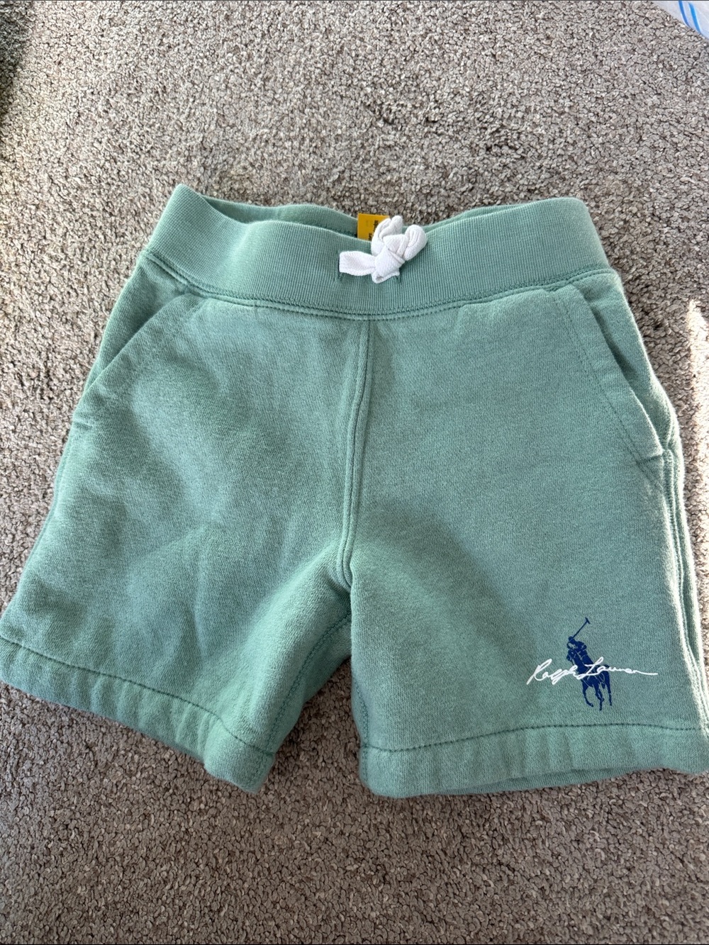 3T Polo by Ralph Lauren Mint Green Terry Shorts with Navy Logo